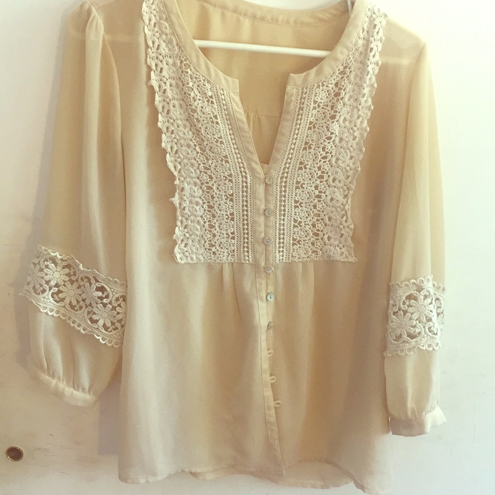 Cream crochet blouse